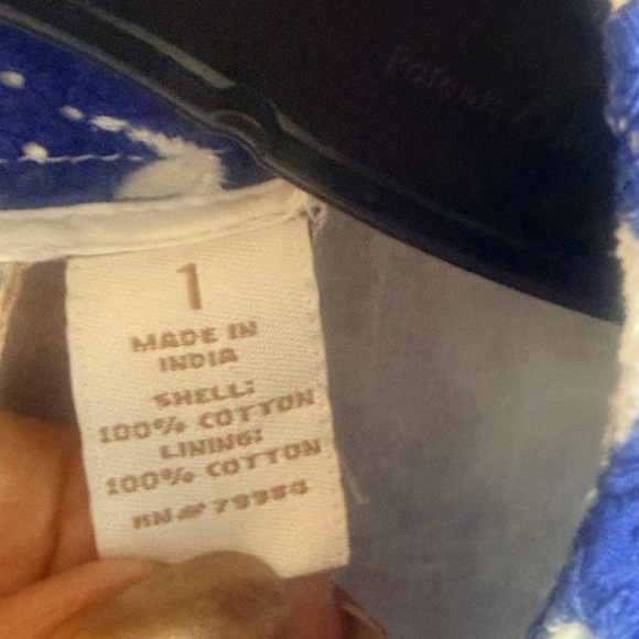 Chicos NWT Womens Printed Eyelet 3/4 Sleeve Electric Blue & White jacket sz 1 - Picture 6 of 6